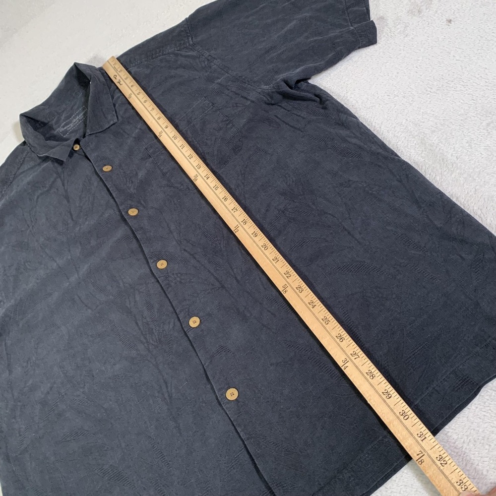 Tommy Bahama Shirt Mens XL Black 100% Silk Palm Leaf Hawaiian Short Sleeve - Picture 6 of 8